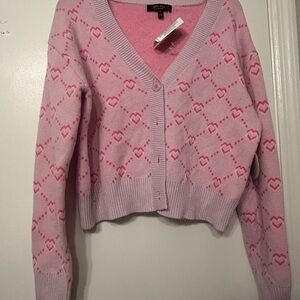 Charming Pink Heart Women's Cardigan